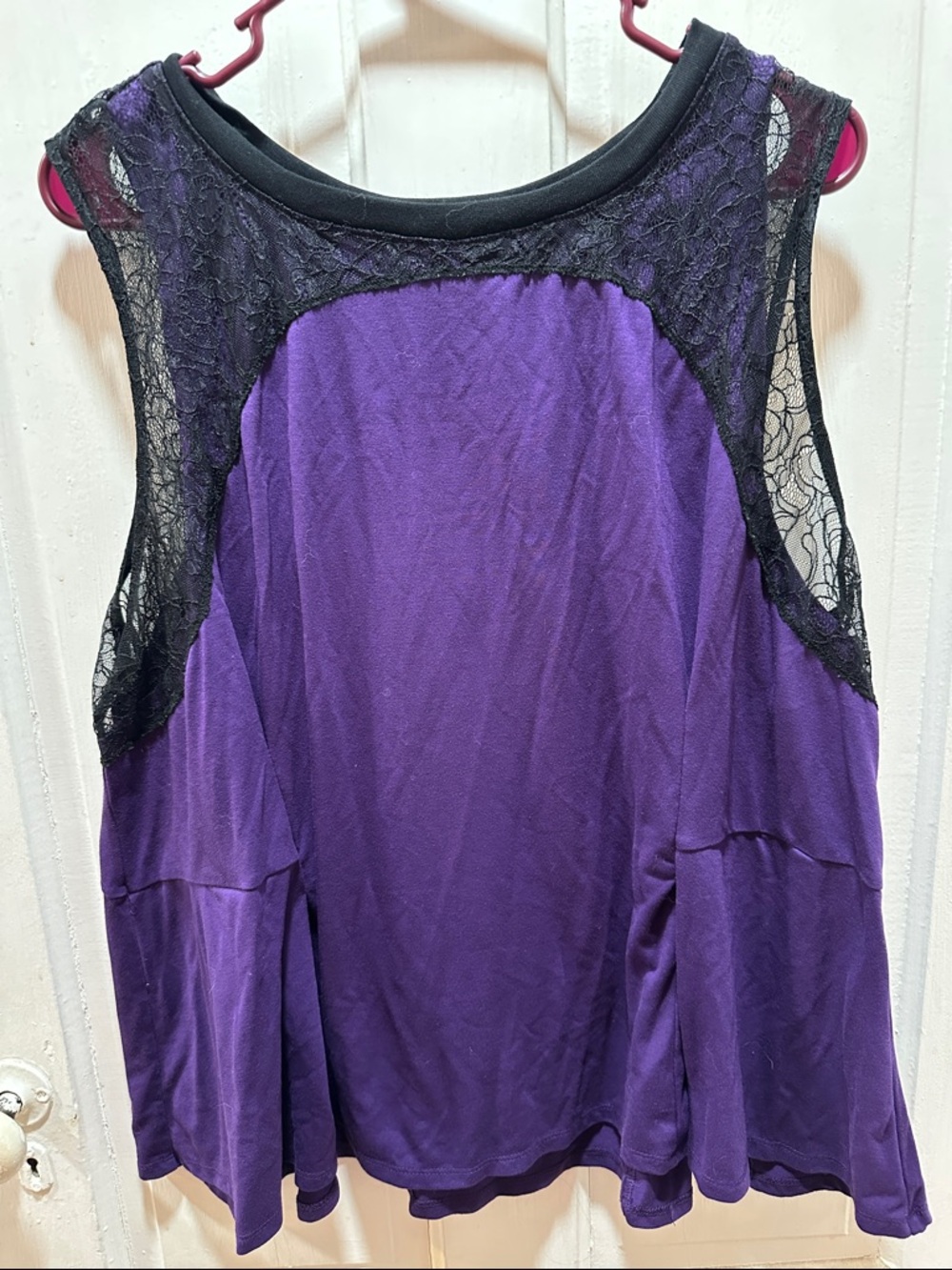 Lane Bryant Purple Knit Top with Black Trim